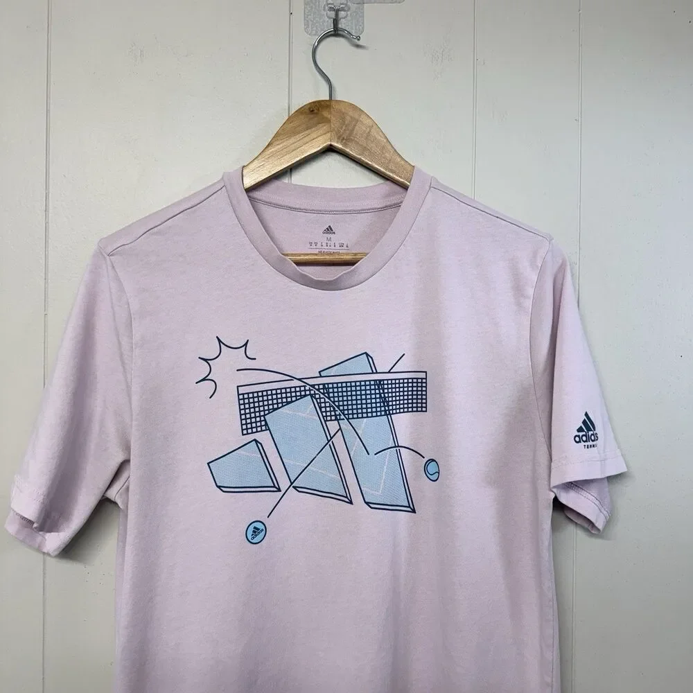 Adidas Aeroready  Tennis Graphic T Shirt Pink Men M GUC
